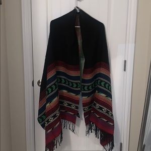 Divided Tribal Print Blanket Shawl